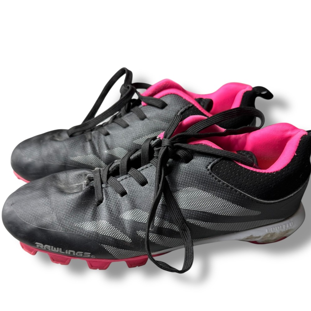 Rawlings Fastpitch Softball baseball Cleats Molded Black Pink kids Girls Size 5D
